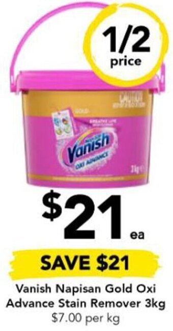 Drakes Vanish Napisan Gold Oxi Advance Stain Remover 3kg offer