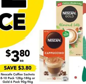 Drakes Nescafe Coffee Sachets 8-10 Pack 128g-180g or Gold 6 pack 90g-96g offer