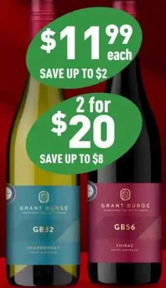 2 For Grant Burge Gb32 Chardonnay 750ml & Range