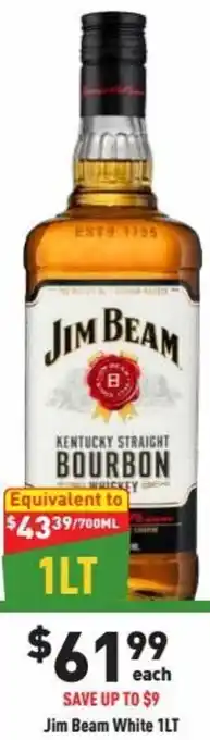 Liquor Legends Jim Beam White 1LT offer