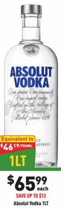 Absolut Vodka 1Lt