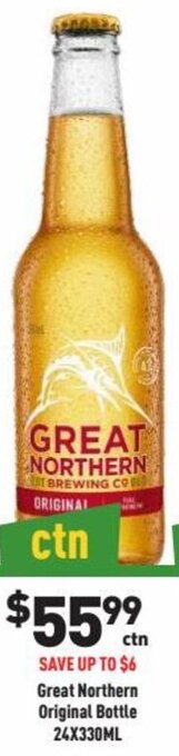 Liquor Legends Great Northern Original Bottle 24x330ml offer