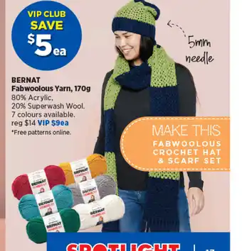 Spotlight Bernat fabwoolous yarn offer