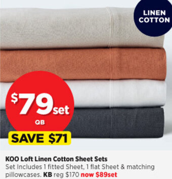 Spotlight KOO Loft Linen Cotton Sheet Sets offer