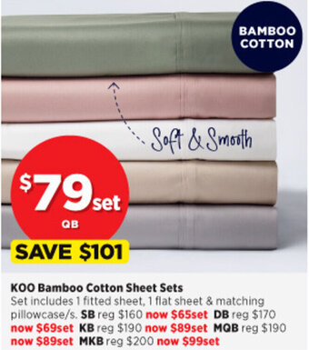 Spotlight Koo Bamboo Cotton Sheet Sets offer