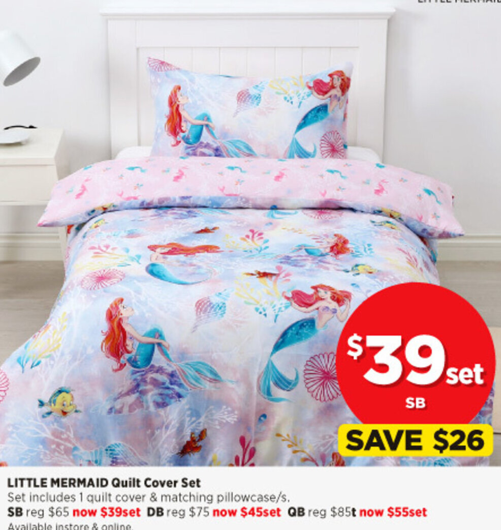 Little Mermaid Quilt Cover Set offer at Spotlight