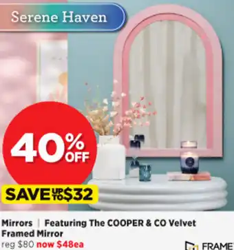 Spotlight Mirrors | Featuring The Cooper & Co Velvet Framed Mirror offer