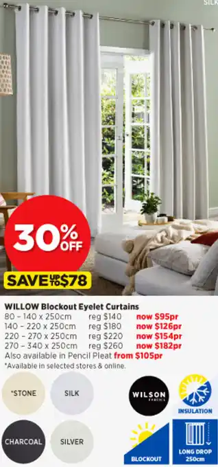 Spotlight Willow Blockout Eyelet Curtains offer