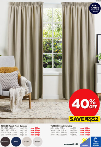 Spotlight Turner Pencil Pleat Curtains offer