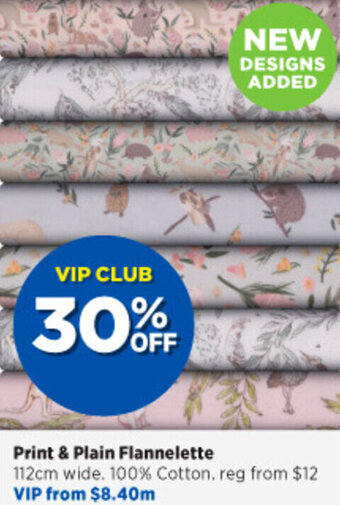 Spotlight Print & Plain Flannelette 112cm offer