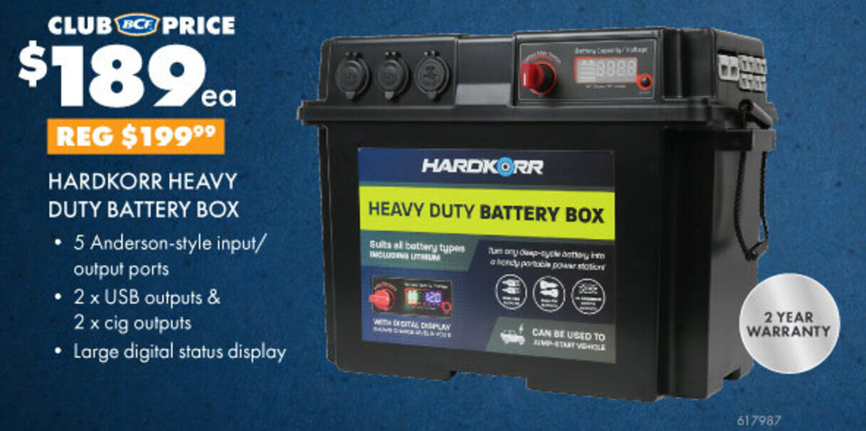 Hardkorr heavy duty battery box offer at BCF