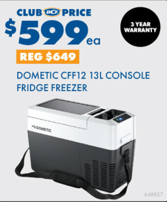 BCF Dometic CFF12 13L console fridge freezer offer