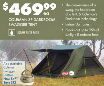 BCF Coleman 3P darkroom swagger tent offer