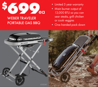 BCF Weber traveler portable gas BBQ offer