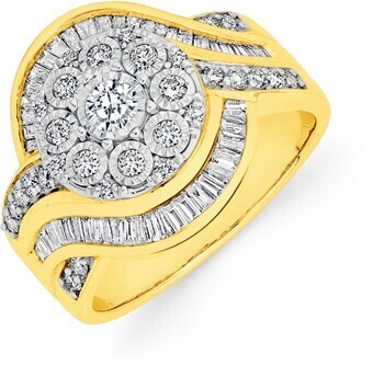 Prouds 9ct gold diamond cluster wrap dress ring offer