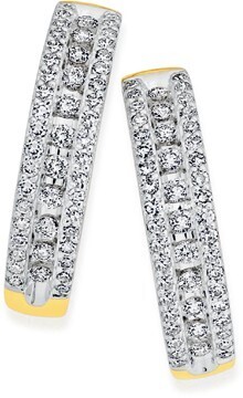 9ct gold diamond three row hoop earrings