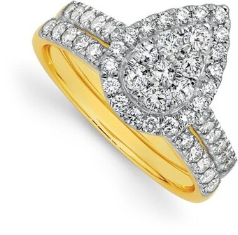 Prouds 9ct gold diamond pear shape bridal set offer