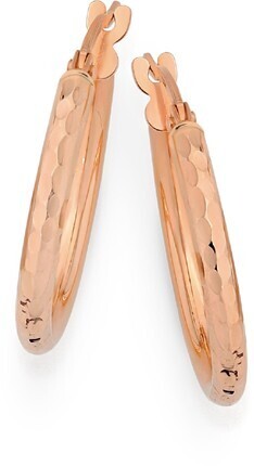 Prouds 9ct rose gold 2x15mm diamond-cut hoop earrings offer