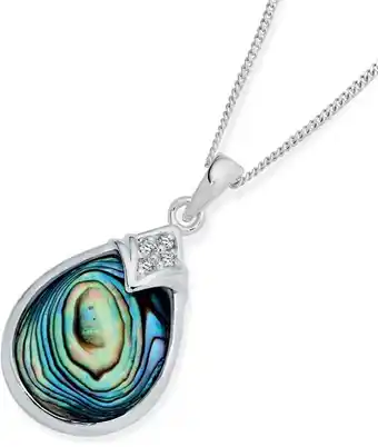 Prouds Sterling silver paua shell & cubic zirconia pendant offer