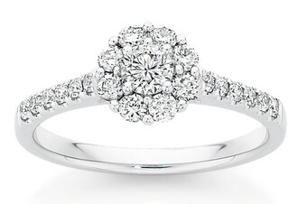 Angus & Coote 9ct white gold diamond flower cluster ring offer
