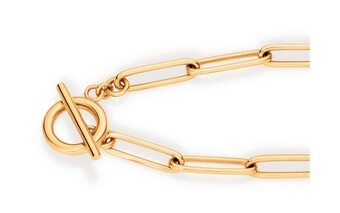 Angus & Coote 9ct gold 19cm solid paperclip fob bracelet offer