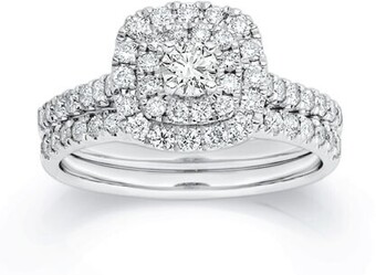Angus & Coote 9ct white gold diamond cluster bridal set offer