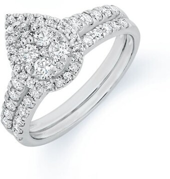 Angus & Coote 18ct white gold pear shape bridal set offer