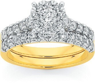Angus & Coote 18ct gold diamond cluster bridal set offer