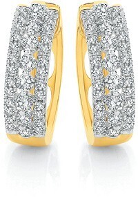 Angus & Coote 9ct gold diamond three row huggie earrings offer