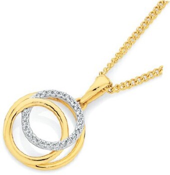 Angus & Coote 9ct gold diamond triple circle pendant offer