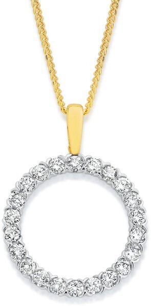Angus & Coote 9ct gold diamond circle pendant offer
