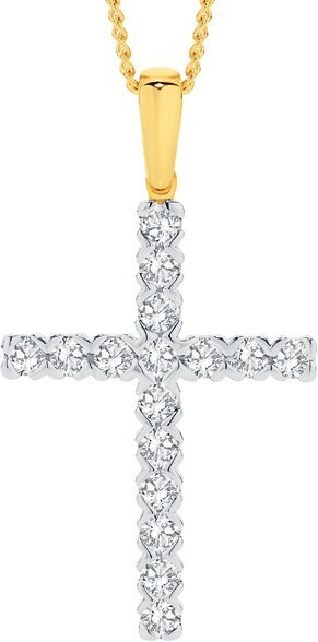 Angus & Coote 9ct gold diamond cross pendant offer
