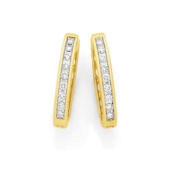 Angus & Coote 9ct gold diamond channel set huggie earrings offer