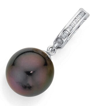 Angus & Coote 9ct white gold cultured tahitian pearl & diamond enhancer offer