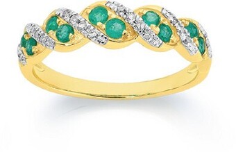 Angus & Coote 9ct gold natural emerald & diamond ring offer