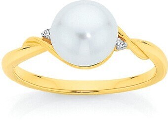 Angus & Coote 9ct gold cultured freshwater pearl & diamond ring offer