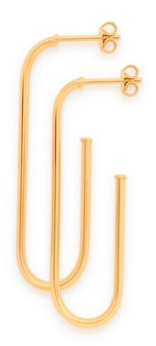 9ct gold paperclip oval tube stud earrings