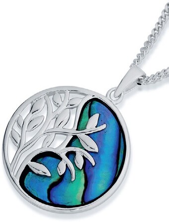 Angus & Coote Sterling silver round paua shell tree of life pendant offer