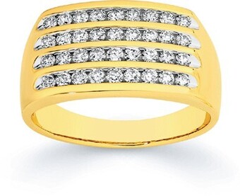 Angus & Coote 9ct gold diamond channel set gents ring offer