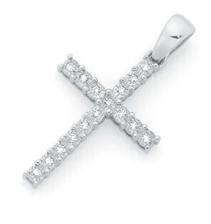 Goldmark 9ct white gold diamond cross pendant offer