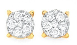 Goldmark 9ct gold diamond round brilliant cut cluster stud earrings offer