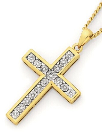 Goldmark 9ct gold diamond cross pendant offer