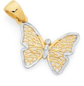 Goldmark 9ct gold two tone butterfly pendant offer