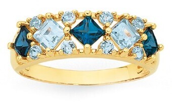 Goldmark 9ct gold london & sky blue topaz dress band offer