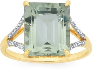Goldmark 9ct gold green amethyst emerald cut dress ring offer