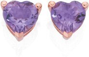 Goldmark 9ct rose gold pink amethyst heart stud earrings offer