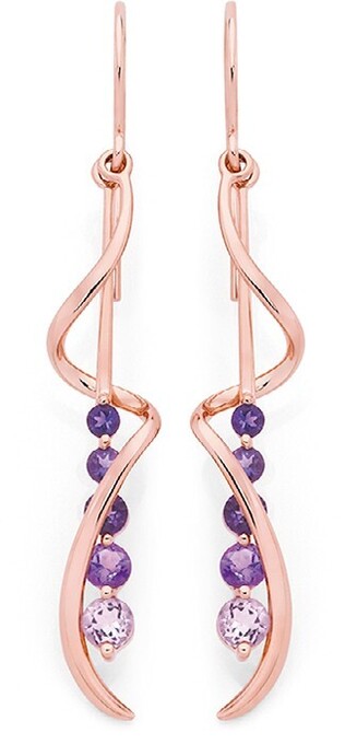Goldmark 9ct rose gold pink amethyst swirl drop earrings offer