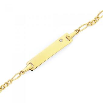 Goldmark 9ct gold 14cm figaro 3+1 diamond id bracelet offer
