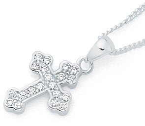 Goldmark Sterling silver fancy cz cross pendant offer
