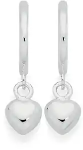 Goldmark Sterling silver half hoop with puff heart drop earrings offer